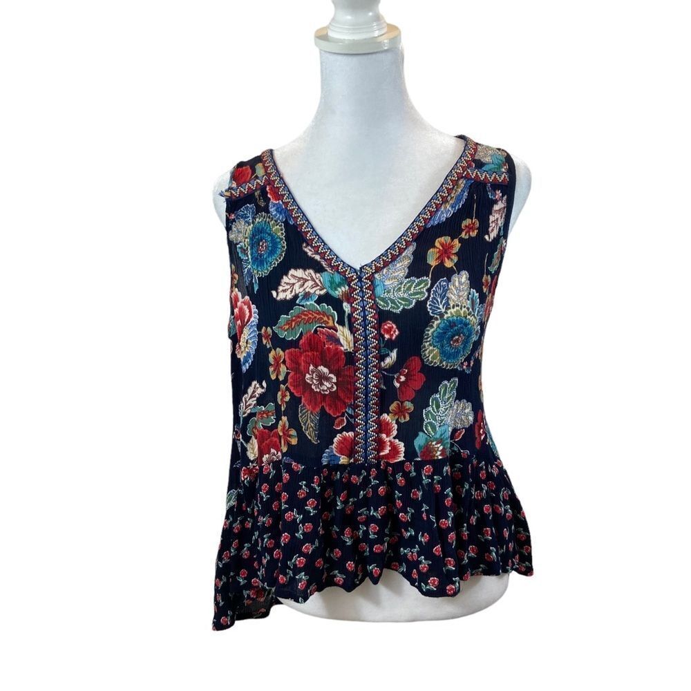 Patrons of Peace V Neck‎ Floral Sleeveless Blouse Size Small - Picture 3 of 9